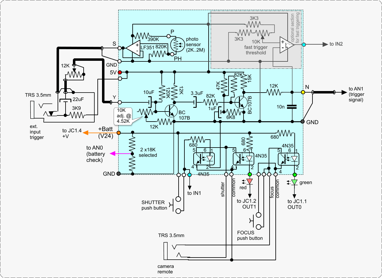 Schematic of the analog section of the instrument